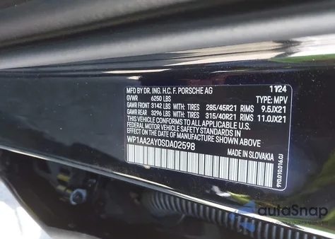 2025 Porsche Cayenne from USA, damaged, VIN WP1AA2AY0SDA02598